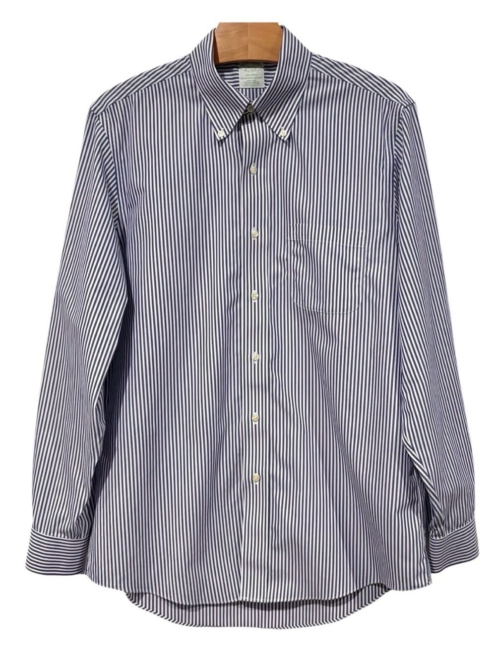Brooks Brothers 15-34 Milano Fit Stripe Long Sleeve Shirt